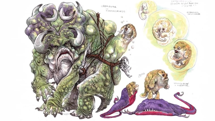 The Alpha Toad-Ogre, Hatchlings, and Mud Monster in Dramatic Pose