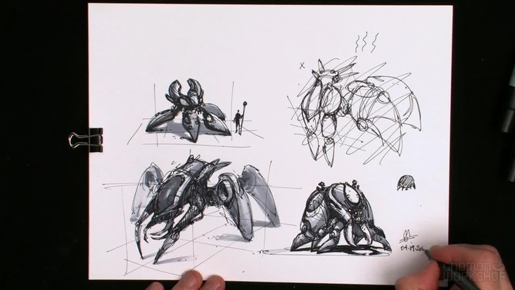 Robot Designs - Pen and Marker Ideations