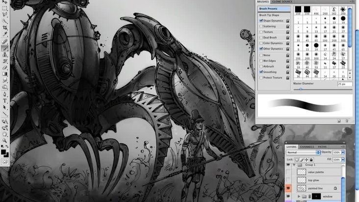 Adding Tone Under the Line Drawing Layer