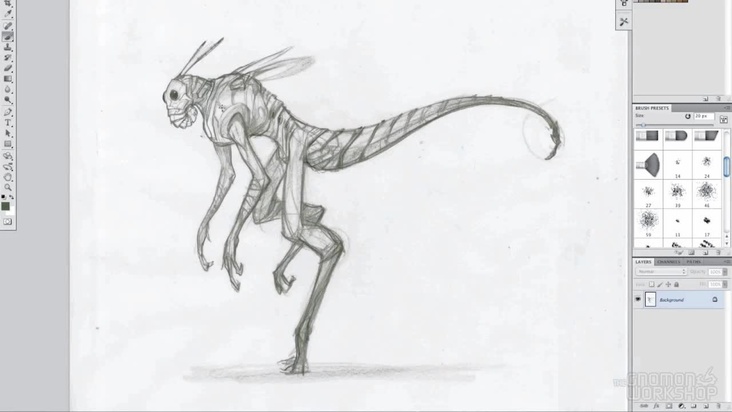 Dragonfly Alien - Final Sketch and Refining in Photoshop
