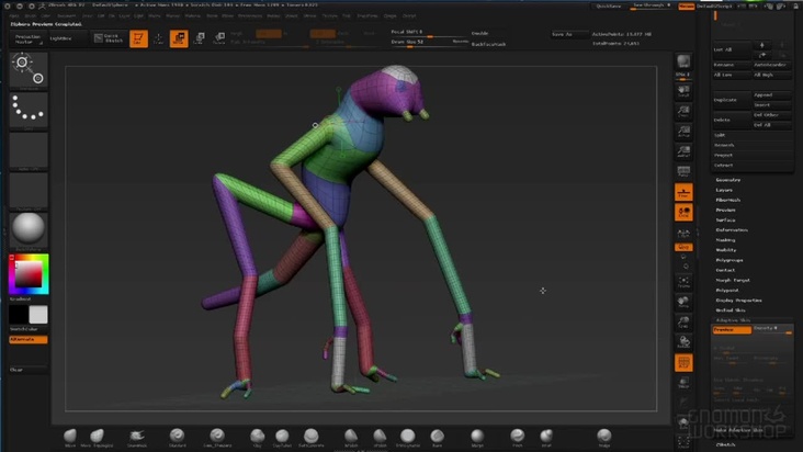 Roughing out the Creature in Zsphere