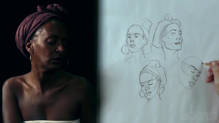 Five minute poses of a contrasting facial type