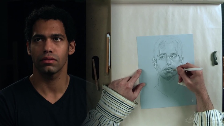 Long pose on toned paper depicting the head with 2 light sources Part 2