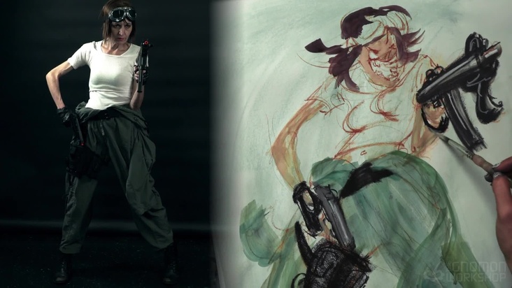 Acting and spontaneity with dry and wet mixed media