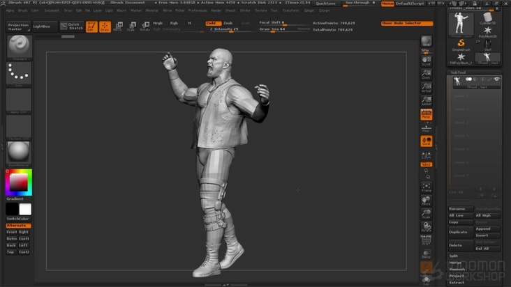 Posing the character with transpose tool