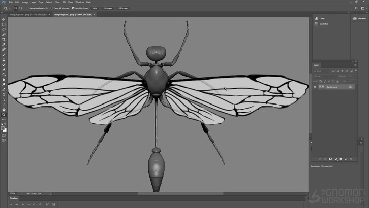 Sculpt the wasp's wings