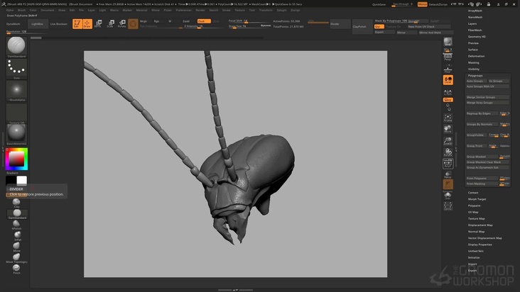 Sculpt detailed insect eyes using ZBrush