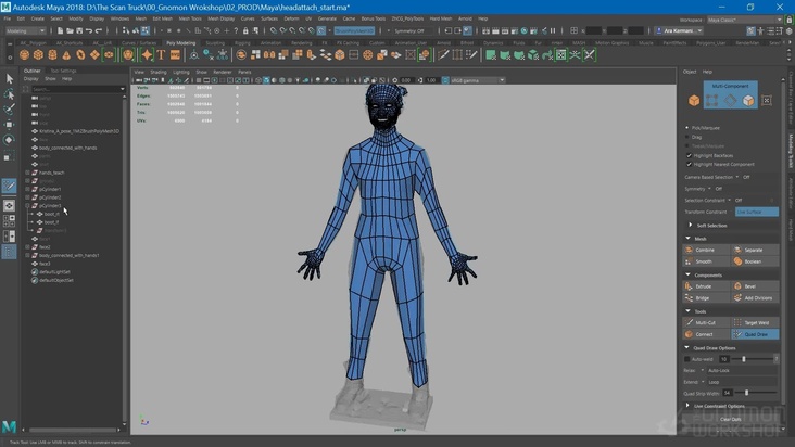 Maya Part 05 - Retopologizing the Boots and Attaching the Head