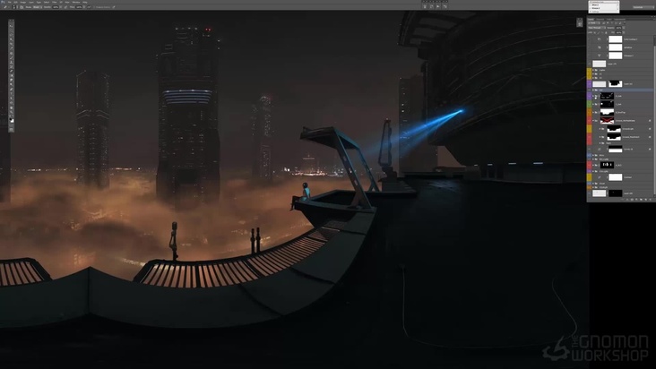 Sci-Fi City Rooftop: Creating the Final Polished 360° 2D Illustration — Part 1