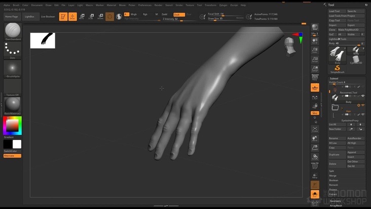 Modeling — Sculpting the Hands
