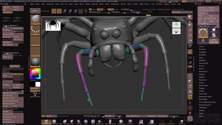 Finishing the ZBrush spider sculpt