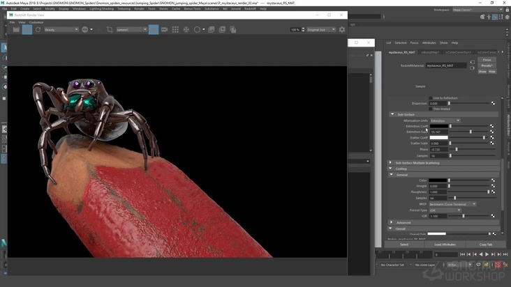 Set up Spider's Redshift materials in Maya
