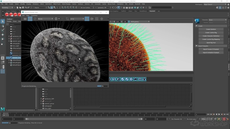 Apply color texture maps to the abdomen fur