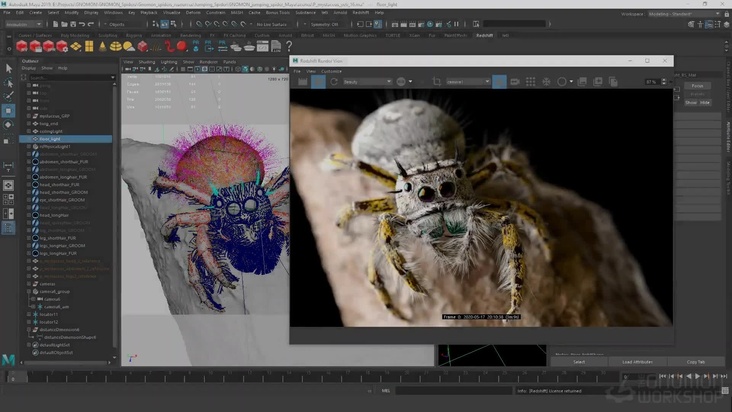 Groom and shade the Yeti fur on the spider