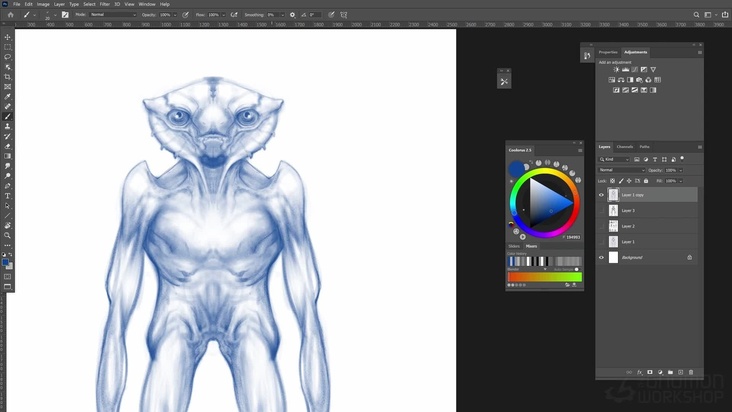 Bipedal Alien Sketches 