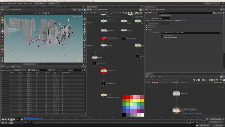 Bombs Pyro Burst Source Debris in Houdini  — Part 2