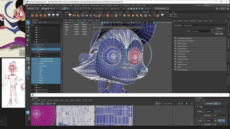 Production Topology & UVs in Maya