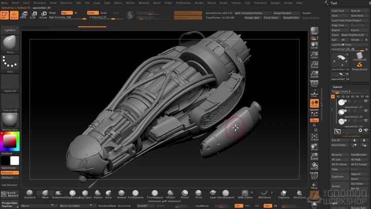 Detailing a Spaceship Model in ZBrush