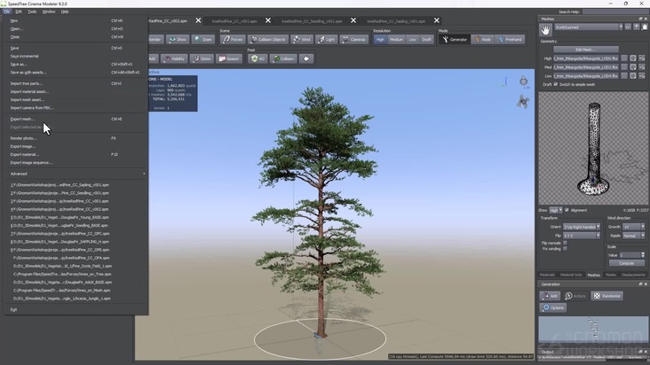 Modeling High-Quality Trees with SpeedTree