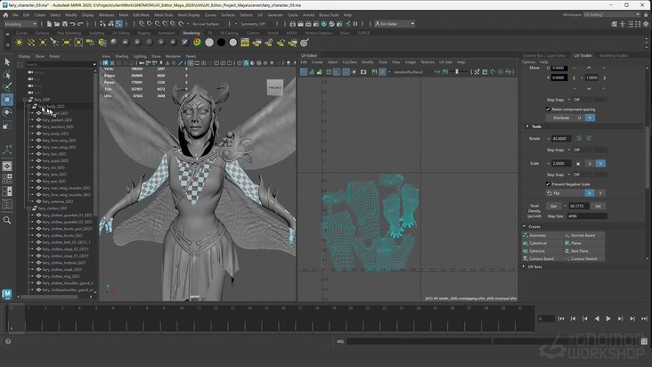 Layout UVs for the Fairy Character: Body