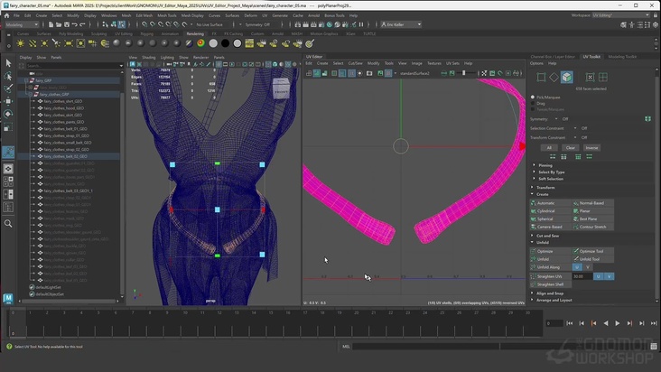 Create UVs for the Fairy Character: Clothing