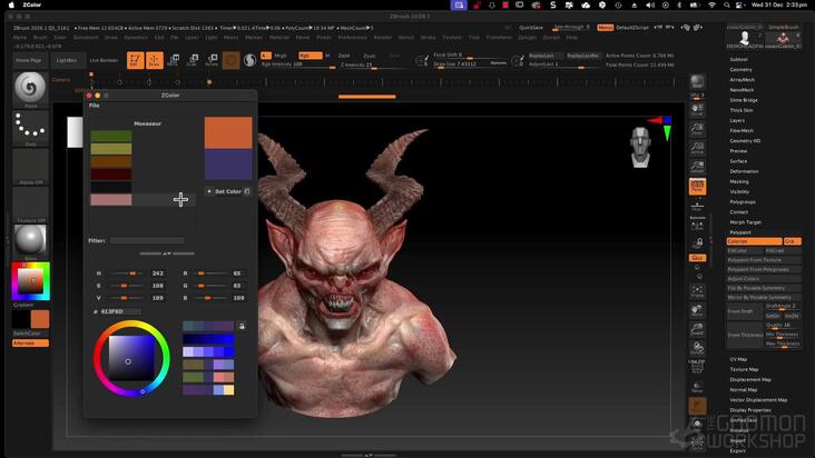 ZColor & Color Palettes in ZBrush