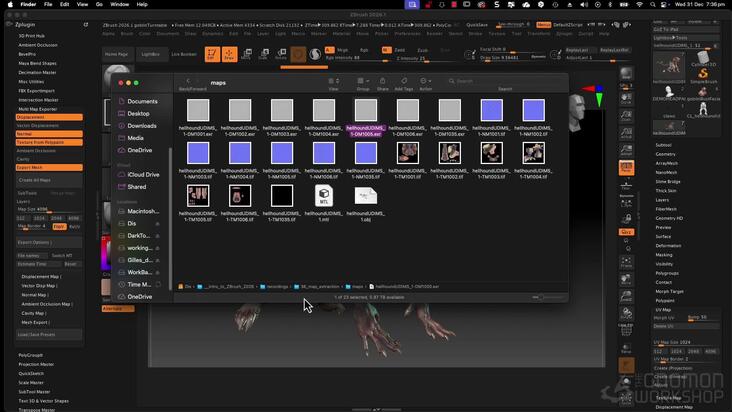 Map Extraction Normal, Displacement & Color Maps