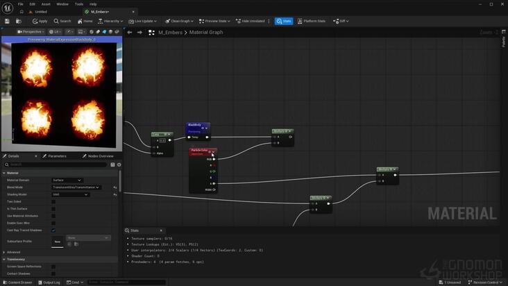 Setting Up the Embers Material in Unreal